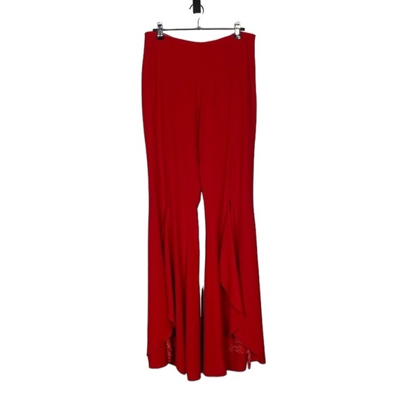Red silk tulip leg pants - Picture 1 of 9